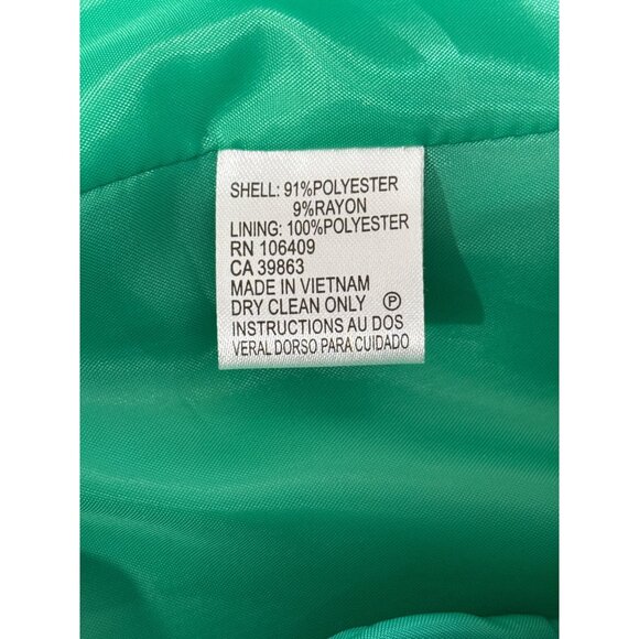 Tahari Blazer Jacket Arthur Levine Textured Kelly Green Mandarin Collar Size 12 - Picture 7 of 7